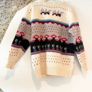 Handicraft Sheep Wool Made in Peru Colorful Patterned Sweater XL